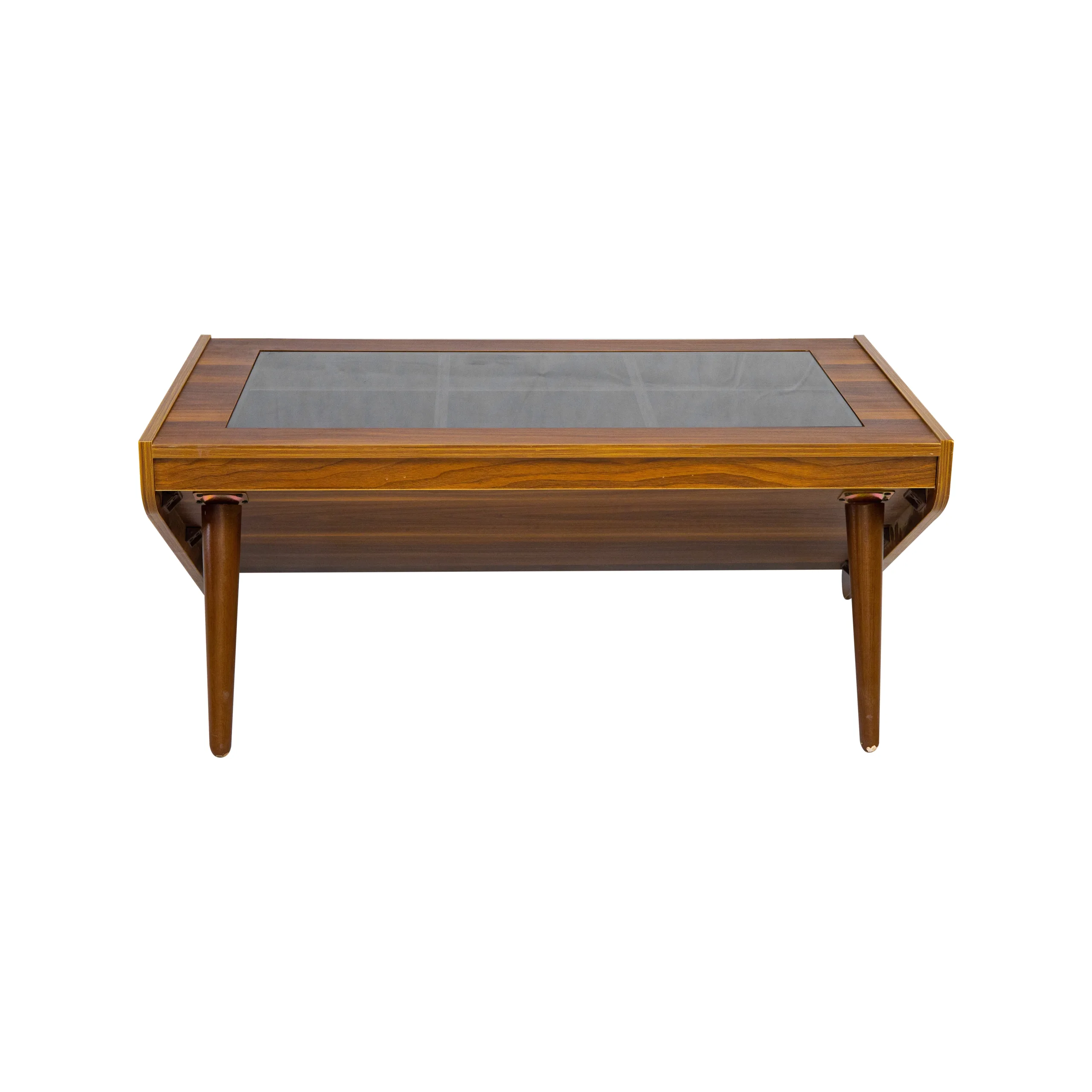 ترابيزة قهوة خشبية بتصميم هندسي "ميد-سينشري" وسطح مدمج. - الصورة 4