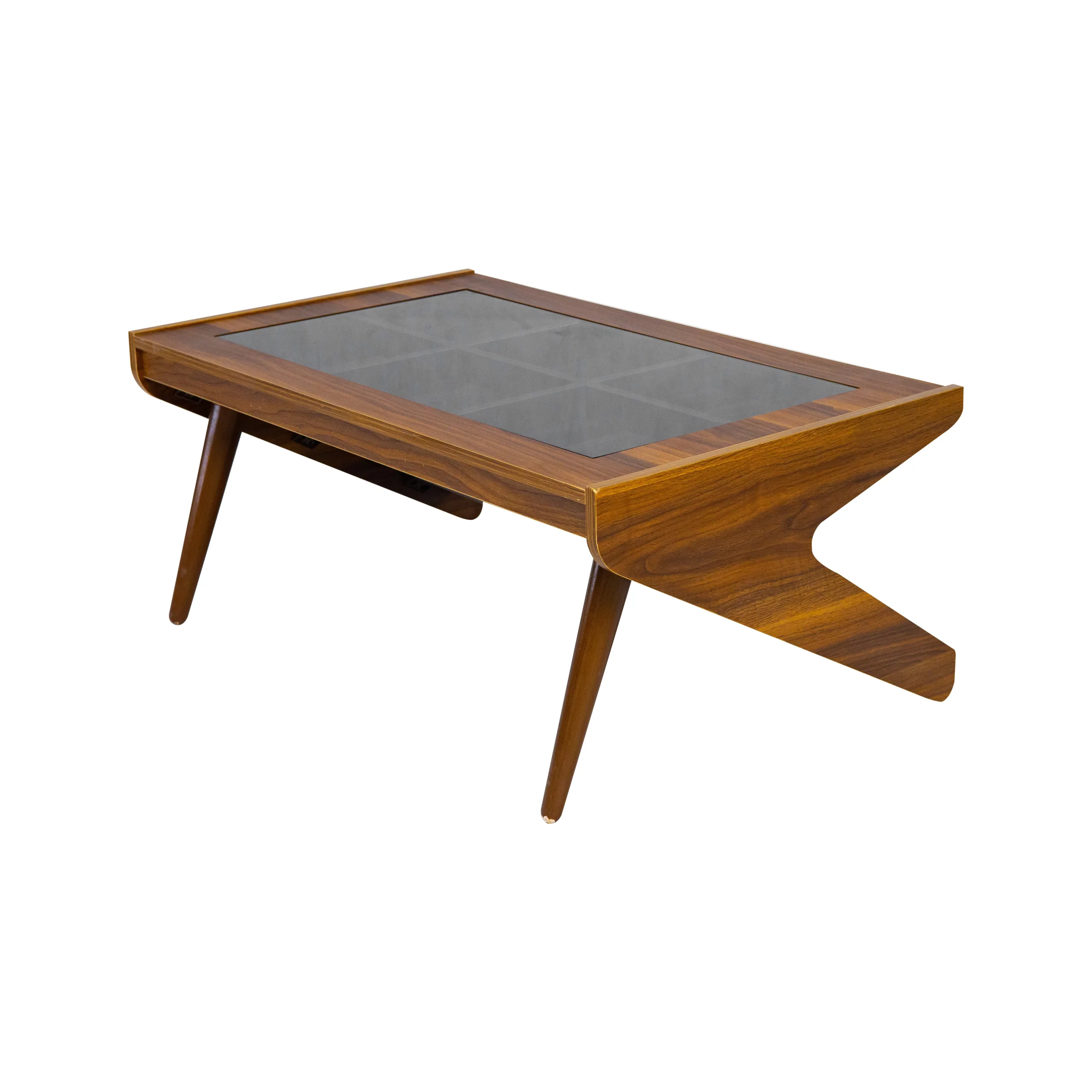 ترابيزة قهوة خشبية بتصميم هندسي "ميد-سينشري" وسطح مدمج. - الصورة 3