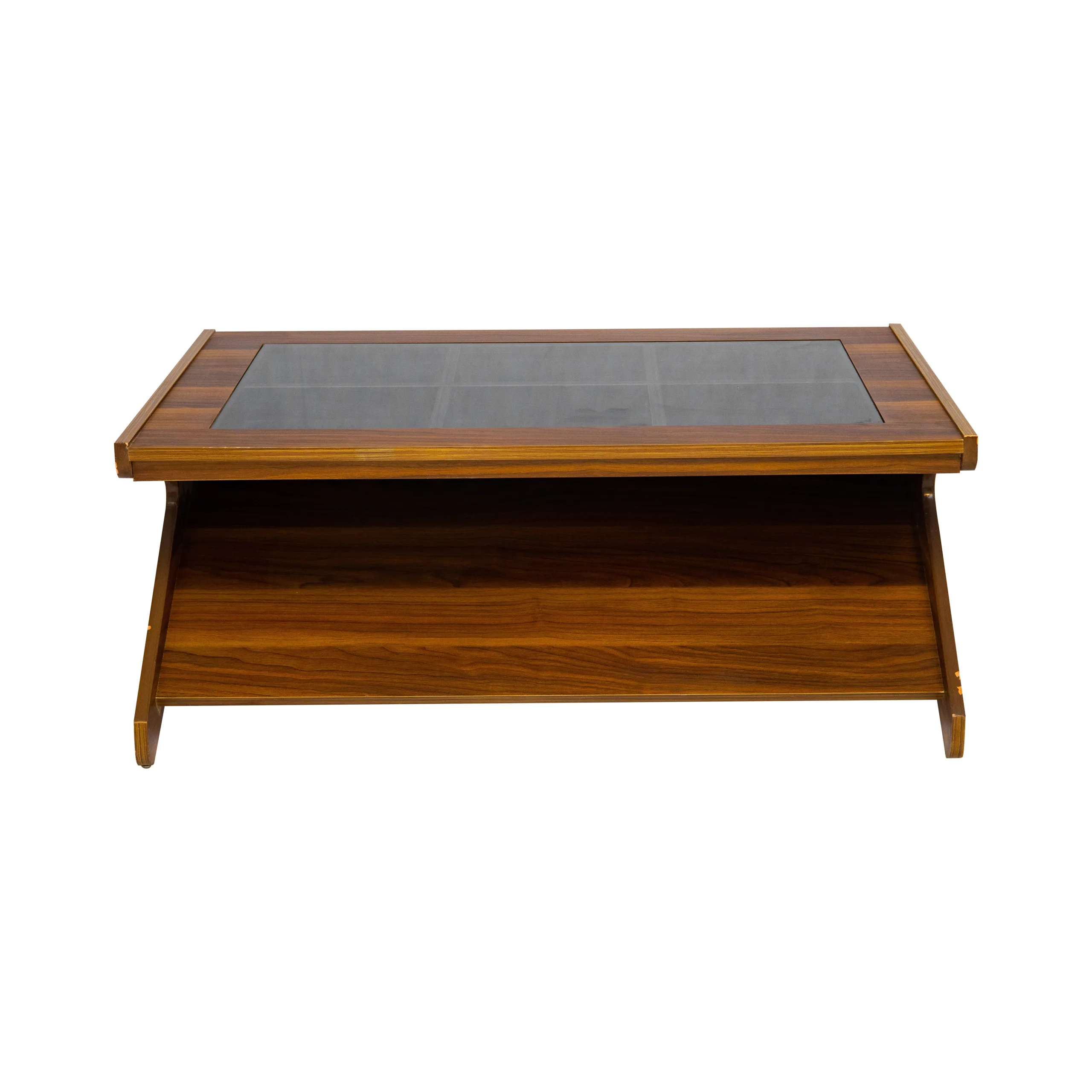 ترابيزة قهوة خشبية بتصميم هندسي "ميد-سينشري" وسطح مدمج. - الصورة 2