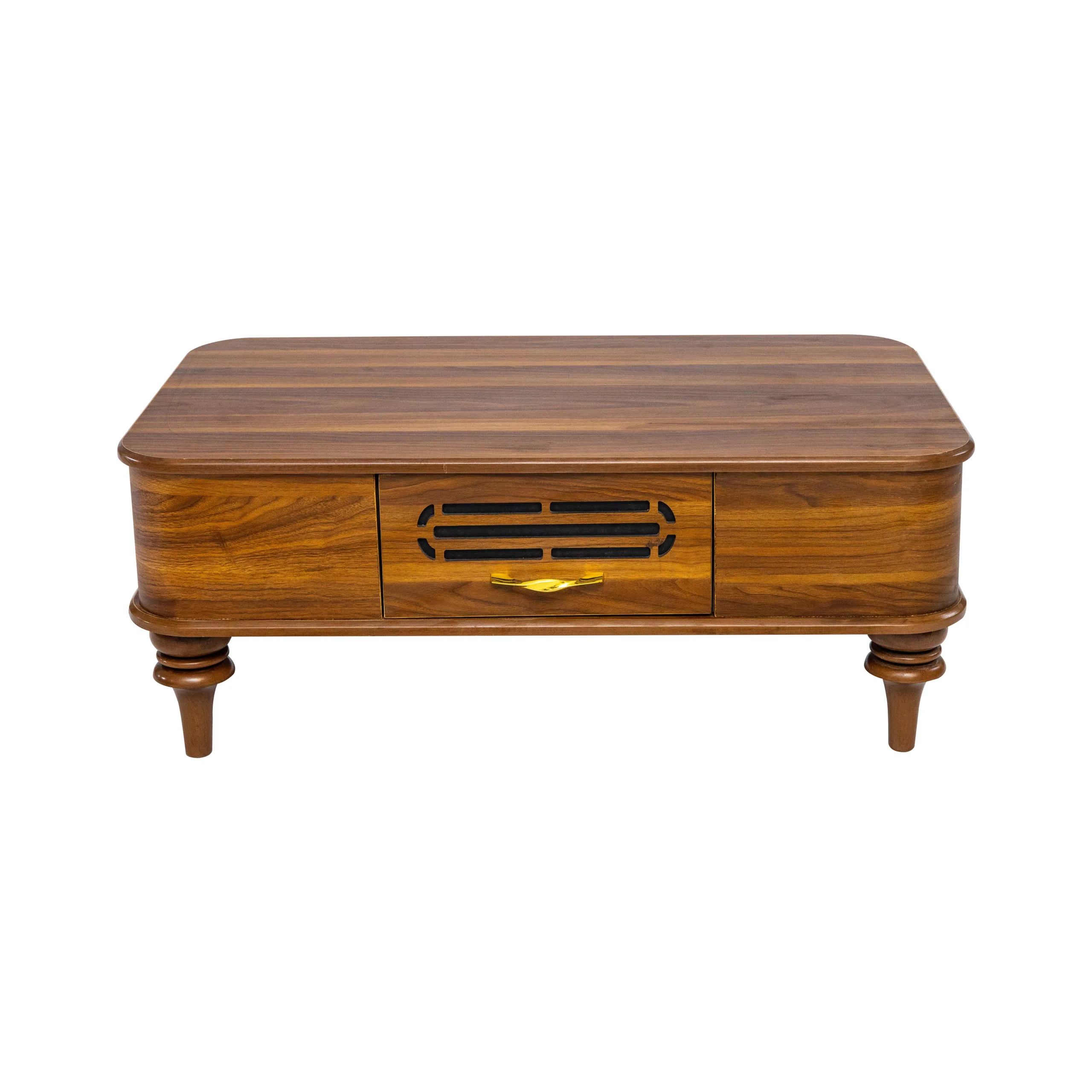 طاولة قهوة خشبية بتصميم "نيو كلاسيك" مع درج تخزين وسطي. - الصورة 2