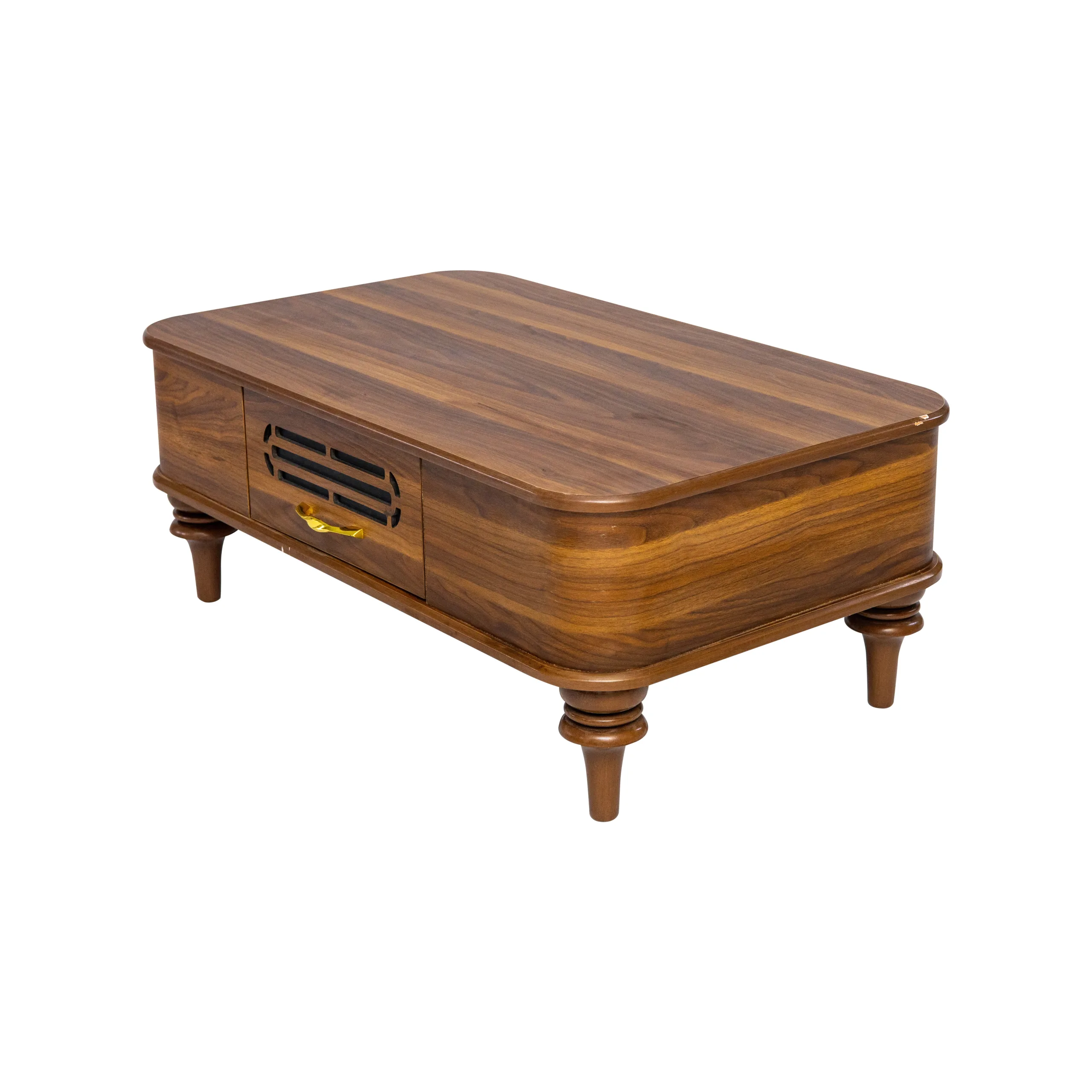 طاولة قهوة خشبية بتصميم "نيو كلاسيك" مع درج تخزين وسطي. - الصورة 3