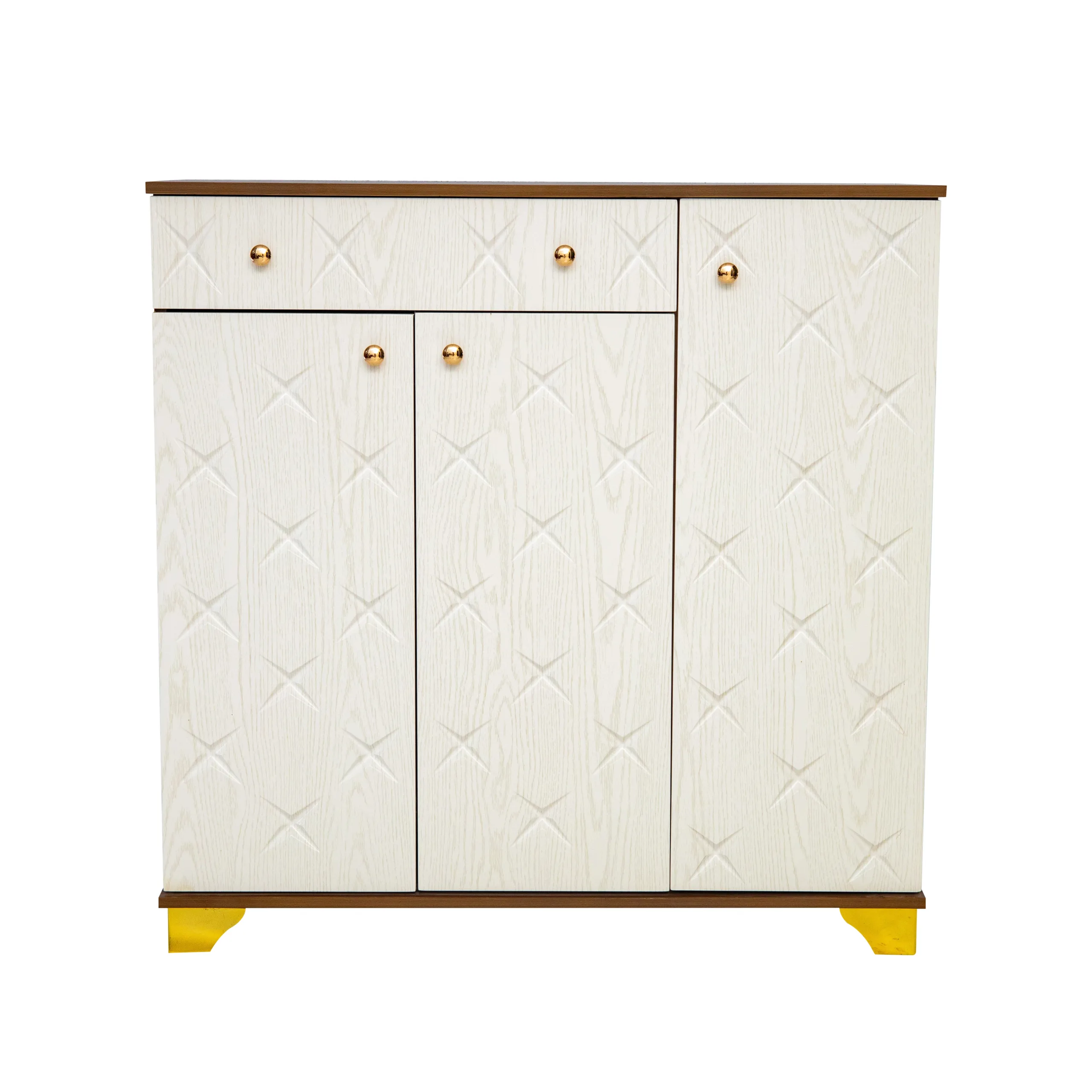 جزامة مودرن 3 ضلف مع درج تخزين ونقوش هندسية بارزة. - الصورة 4