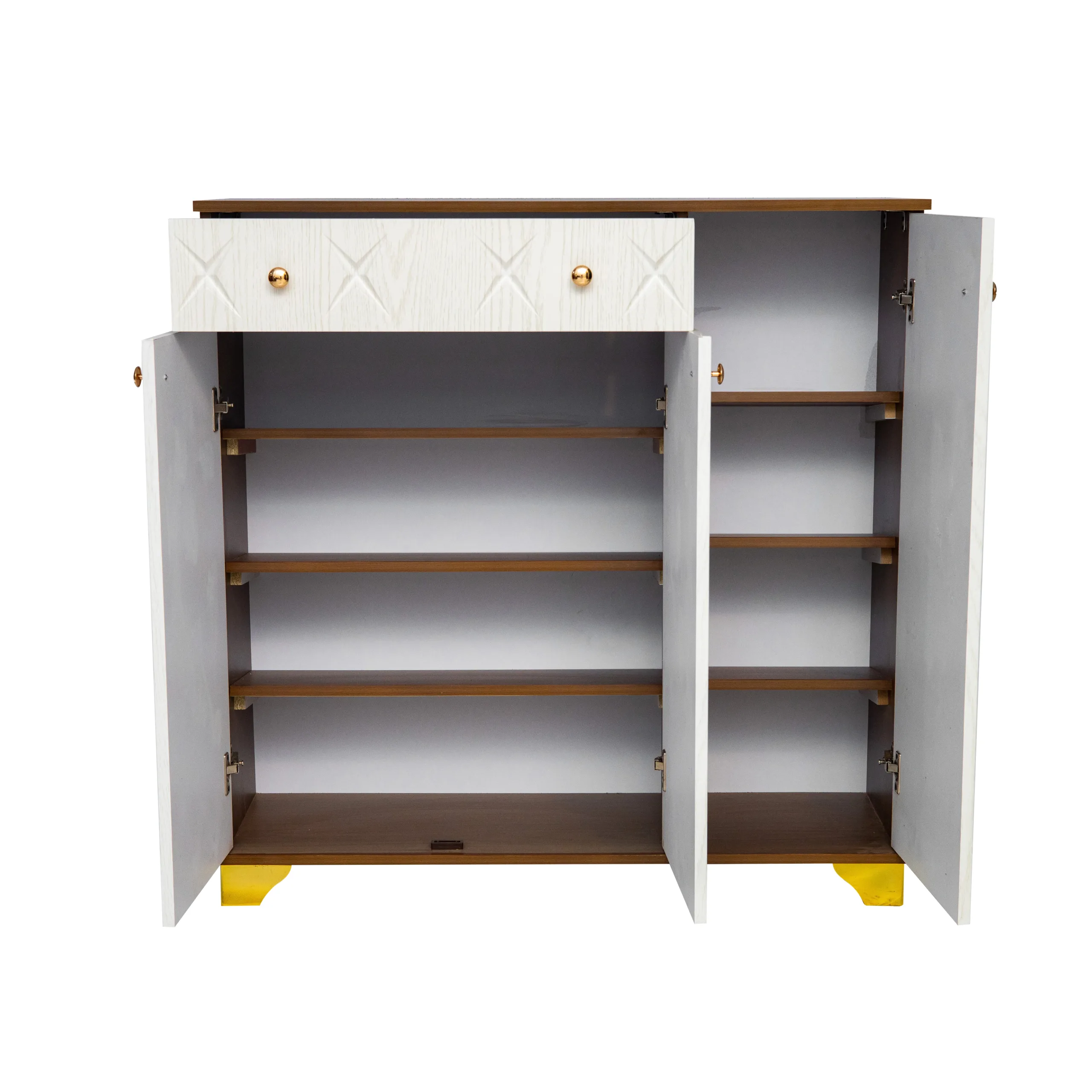 جزامة مودرن 3 ضلف مع درج تخزين ونقوش هندسية بارزة. - الصورة 3