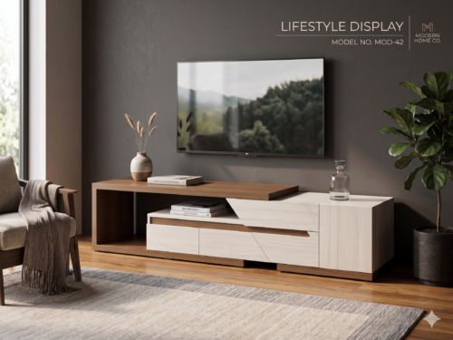 وحدة تلفزيون مودرن بتصميم متداخل